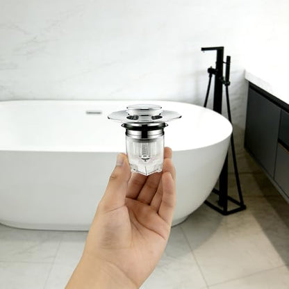 Magnetic Pop-Up Sink Drain Stopper, Universal Bathroom Drain Plug with Removable Hair Catcher, Odor-Proof & Insect-Proof, Fits 1.35–1.6 in Drain Openings (2)