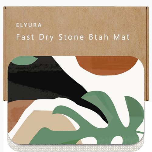 The Leaves Patterns Diatomite Stone Bath Mat Diatomaceous Earth Shower Mat Quick-Dry, Non-Slip, Easy to Clean for Bathroom Floor - color: The Leaves