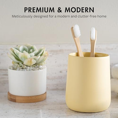 Yew Design Matte Yellow Bathroom Toothbrush Holder Cup - Round - color: Round Matte Yellow Cream