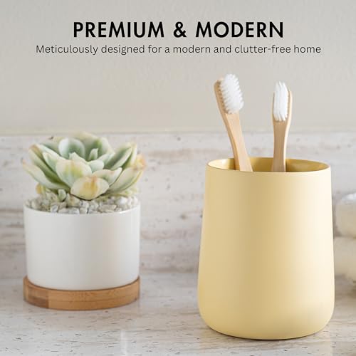 Yew Design Matte Yellow Bathroom Toothbrush Holder Cup - Round - color: Round Matte Yellow Cream