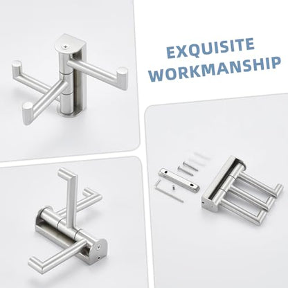 Suyar Swivel Towel Hook Brushed Nickel, Bathroom Robe Hook with 3 Arms | SUS304 Stainless Steel Shower Towel Holder, Space-Saving Design, Holds 3 Towels at Once, Wall Mounted - color: Brushed Nickel, size: 1 Pack