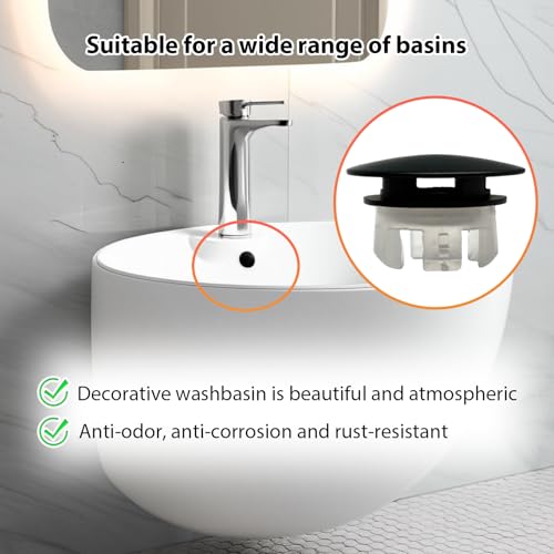 2 Pcs Sink Overflow Covers,2-Layer Sink Copper Over Flow Rings,Bathroom Basin Insert in Hole Round Caps Replacement Dual Layer Overflow Cover Rings for Sink,Bathroom,Kitchen(Black) - color: Black