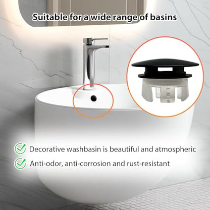 2 Pcs Sink Overflow Covers,2-Layer Sink Copper Over Flow Rings,Bathroom Basin Insert in Hole Round Caps Replacement Dual Layer Overflow Cover Rings for Sink,Bathroom,Kitchen(Black) - color: Black