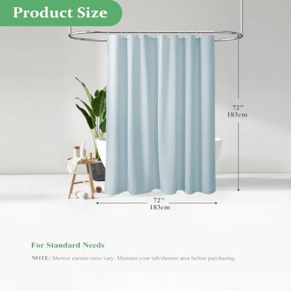 Waffle Shower Curtain 256 GSM Heavy Duty Fabric 72"x72" Fog Blue | Thick Textured Cloth, Weighted Hem, Water Repellent Washable, Hotel Luxury Polyester Shower Curtain Set for Bathroom 12 Hooks - color: Fog Blue, size: 72"W x 72"L (Pack of 1)