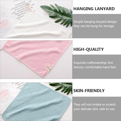 Healifty 4pcs Quick Dry Absorbent Microfiber Washcloths Square Face Towels Saliva Towels Multipurpose for Bathroom and