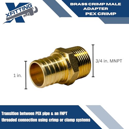 2 Pack XFITTING 1 inch Pex x 3/4 inch Male NPT Adapter, Pex MNPT - size: 1" Pex x 3/4" Male