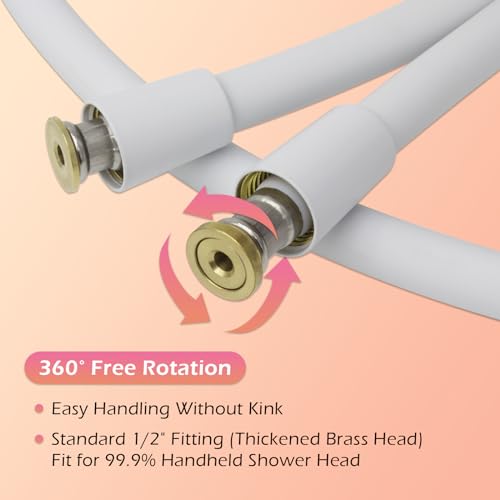 Shower Hose Extra Long, Ultra-Soft Silicone Shower Hose Replacement, Anti-Kink Designed Handheld Shower Head Hose Extension with Brass Insert and Nut, 79 Inches, White - color: White, size: 79 Inches