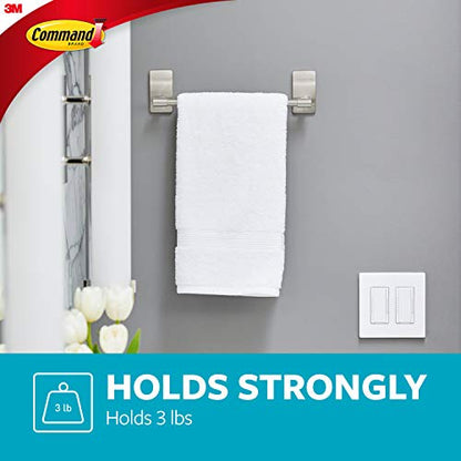 Command Hand Towel Bar Satin Nickel with 4 Water Resistant Command Strips,9" Hand Towel Holder,Holds up to 3 lb,Great for Bathroom Décor on The Wall,Inside The Cabinet,or in-The Shower,(Pack of 8) - size: 1 (Pack of 8)