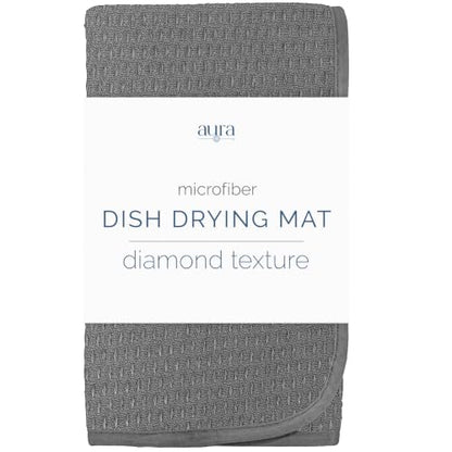 S&T INC. Dish Drying Mat, 16" x 18", Large, Diamond Texture, Grey | Absorbent Microfiber, Kitchen Counter Mat for Dishes, Utensils, Pots and Pans, Machine Washable - size: 16" x 18"