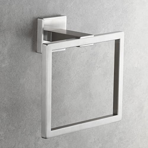 Stainless Steel Square Towel Ring Brushed Nickel Hand Towel Holder for Bathroom Wall Mount, SBH239NA - color: Brushed Nickel