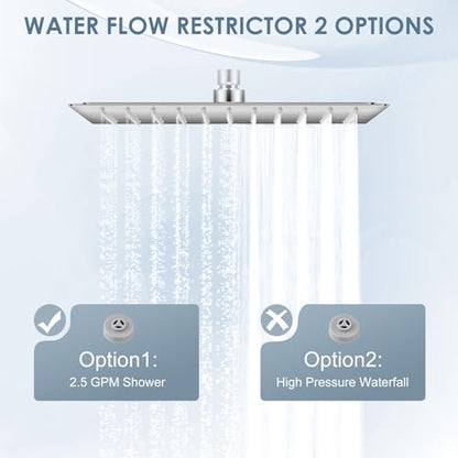 10 Inch Rain Shower Head Brushed Nickel - All Metal Stainless Steel 304, Ultra Thin Design, Modern Bathroom Square Rainfall Showerheads - Full Body Coverage Bath Shower - color: Brushed Nickel, size: 10 Inch Square