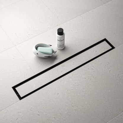 Linear Shower Drain 32" Matte Black 304 Stainless Steel | Fast Drainage | Tile Inserted | Stainless Floor Drain Grate | Hair Strainer | Drain Key | The Upgrade for Your Bathroom - size: 32 Inch