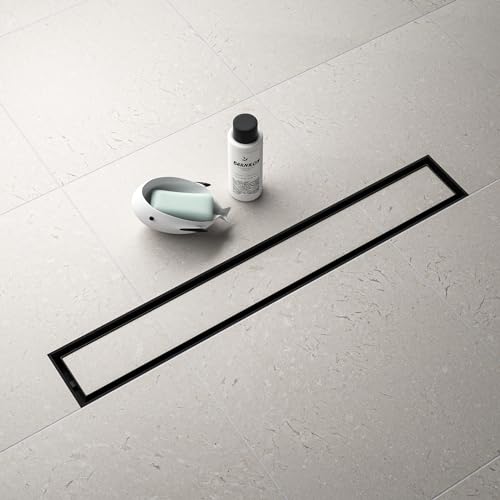 Linear Shower Drain 28" Matte Black 304 Stainless Steel | Fast Drainage | Tile Inserted | Stainless Floor Drain Grate | Hair Strainer | Drain Key | The Upgrade for Your Bathroom - size: 28 Inch