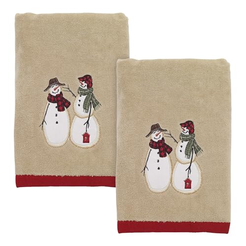 Avanti Linens - Hand Towels, Soft & Absorbent, Embroidered, Christmas Decorations, Set of 2 (Snowmen Gathering Collection) - size: 2pc Hand Towels