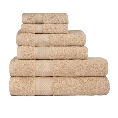 BAGNO MILANO Turkish Towels Hotel-Spa Towel Set, 100% Turkish Cotton | Ultra Soft Plush Absorbent Towels Set (Latte, Towel Set of 6) - color: Latte, size: Towel Set of 6