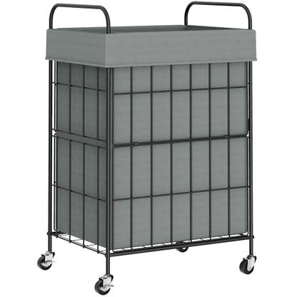 90L Laundry Hamper with Wheels, Laundry Basket with Handle and Liner Bag | Lockable Casters; Reinforced Frame; Breathable Fabric; Space-Efficient Design - color: Gray, size: 90L-1 Section