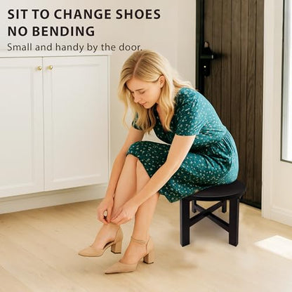 9.8 in Wooden Stool for Shower, Folding Round Footstools, Leg Shaving and Foot Rest, Folding Bamboo Shower Seat, Fully Assembled (R) - style: C