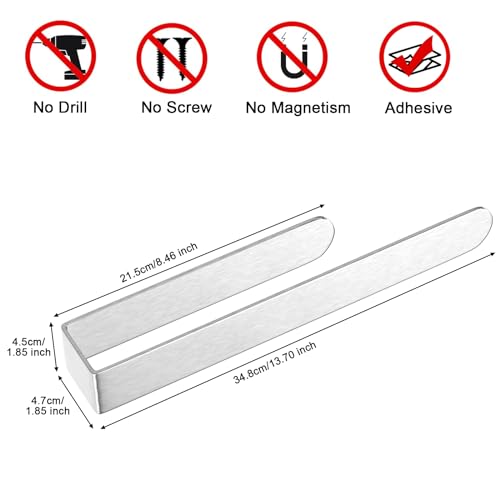 HUFEEOH Hand Towel Holder, Self Adhesive Towel Bar Towel Holder for Kitchen Cabinet, Stainless Steel Bath Towel Holder Stick on Wall - color: Silver, size: 14 Inch