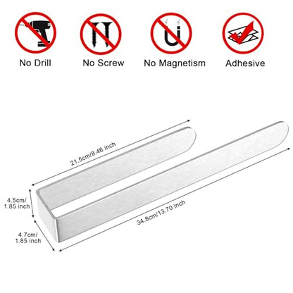 HUFEEOH Hand Towel Holder, Self Adhesive Towel Bar Towel Holder for Kitchen Cabinet, Stainless Steel Bath Towel Holder Stick on Wall - color: Silver, size: 14 Inch