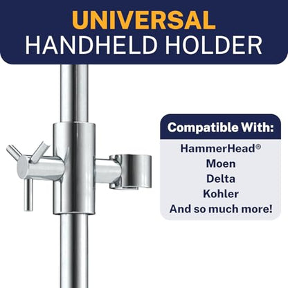 HammerHead Showers® Solid Metal 27.5 Inch Shower Slide Bar for Hand Held Shower Heads, Chrome | Adjustable Height Showerhead with Hose Rail System | Easily Adjust Height & Angle of Handshower - color: Chrome