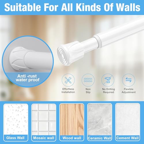 Spring Tension Curtain Rod 18-28 Inch, 2 Pack Tension Rods, White | No Drill, PVC Anti-Slip Caps, Rust Resistant, Stylish, Cost Effective, Fits Window Kitchen Curtain Doorway Bathroom Closet - color: White, size: 18-28 inch-2Pack