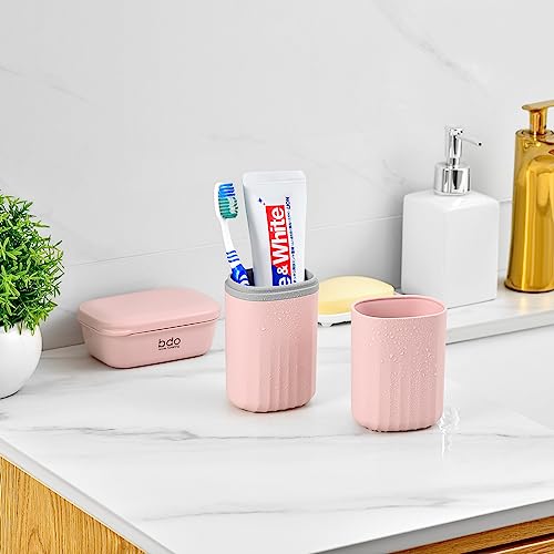 Bar Travel Soap Case Container, Portable Travel Toothbrush Holder, Pink | Dish Soap, drainage, leakproof, 7.88 in, Traveling Toothpaste Tooth Brush Holder, Cover, Trip, Camping - color: Pink