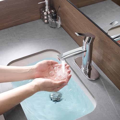 Bathroom Faucet Single Hole Single Handle Vanity Faucet | Modern Chrome Bathroom Faucet with Pop-Up Drain, Suitable for 1 Hole or 3 Hole Sink, Suitable for RV Etc Bathroom - color: Chrome