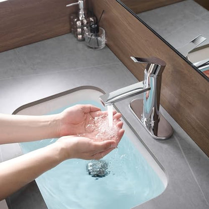 Bathroom Faucet Single Hole Single Handle Vanity Faucet | Modern Chrome Bathroom Faucet with Pop-Up Drain, Suitable for 1 Hole or 3 Hole Sink, Suitable for RV Etc Bathroom - color: Chrome