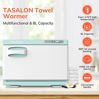 TASALON 8L Professional Hot Towel Warmer Cabinet, Use for Spa & Salon and Bathroom, Upgrade Fast Heating Aluminum Interior, Fits up to 24 Small Towels, White - color: WIHTE