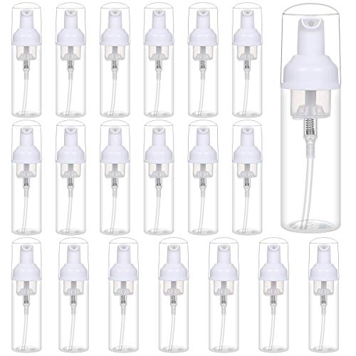 ROMROC 24PCS Travel Foam Pump Bottle Dispenser 2oz/60ml Lash Shampoo Bottle | Refillable Plastic Empty Foaming Soap Bottle for Lash Shampoo Hand Soap Shampoo Lash Cleanser Packaging Liquid Cleaning ﻿