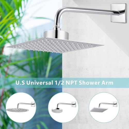 Shower Arm with 3.5" Flange, 15 Inch Wall Mount Replacement Shower Head Arm For Fixed Shower Heads and Handheld Showerhead, Chrome - color: Chrome, style: 15 Inch