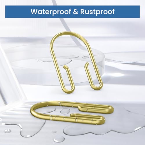 Gold Shower Curtain Hooks Rings ，Double Sided Shower Curtain Rings Rust Proof，12 pcs Shower Hooks for Inside Shower，Smooth Sliding Anti-Drop Double Shower Rings for Curtain (Gold) - color: Gold