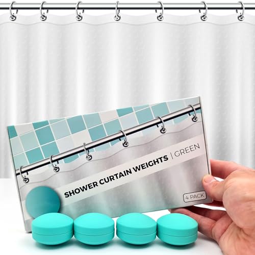 Powerful Anti-Billowing Magnetic Shower Curtain Weights for Splash-Free Bath Experience - 360° Silicone Wrapped - Will Never Rust - Heavy Magnets Prevent Curtain Liners from Blowing | 4 Pairs | Green - color: Green, size: 4 Standard Pairs
