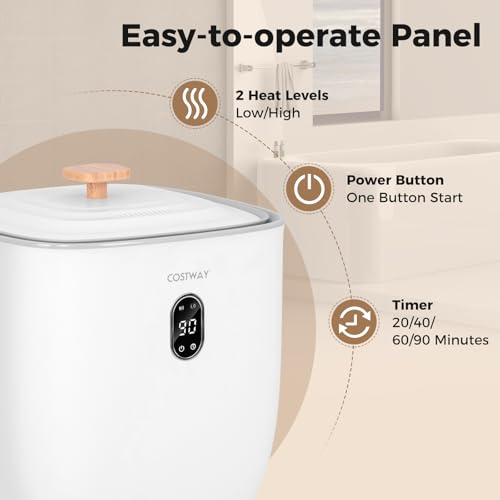 COSTWAY Towel Warmer for Bathroom, Upgraded Towel Heater with 2 Fragrant Disc Holders, Blanket Warmer with 4-Level Timer, Auto Shut Off, Fits 2 Oversized 45" x 70" Towels, Bathrobes & PJ's (25L) - size: 25L
