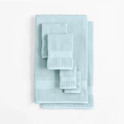NY Loft 100% Cotton 6-Piece Bath Towel Set | Seafoam | Oeko-TEX | Quick-Dry | 30" x 52" Bath Towels | 16" x 28" Hand Towels | 12" x 12" Washcloths | Super Absorbent | Designer-Styled Texture - color: Seafoam, size: 6 Piece Set