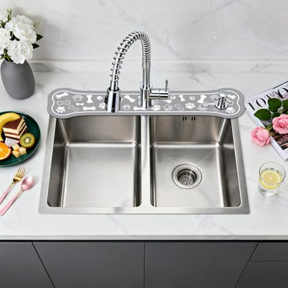 2Pcs Bone Shape Kitchen Sink Splash Guard Faucet Mat Dog Paw Dog Pattern Faucet Mat for Bathroom Kitchen 5.51x23.62In - color: Bone Shape