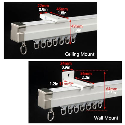 White Curved Curtain Track Ceiling Mount Heavy Duty, Wall Mounting Shower Closets Curtains Bendable Rail 50 45 40 35 30 25 20 15 10 5 ft, for Privacy in Open Rooms(Wall Mount,1.4m/4.6ft) - color: Wall Mount, size: 1.4m/4.6ft
