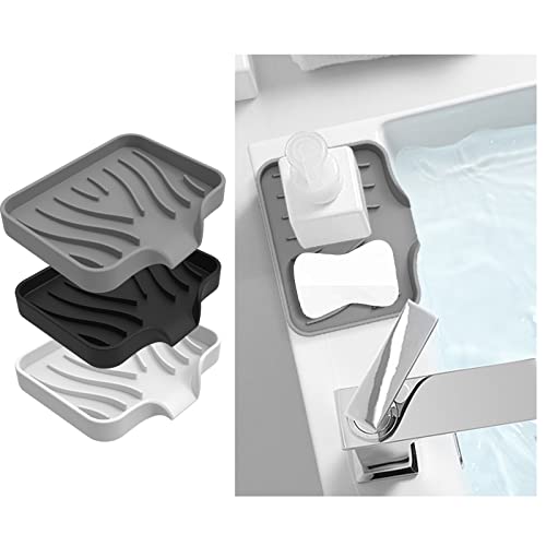 3 Pack Bar Soap Holder, Soap Dish for Shower, Easy to Clean, Soft Silicone Soap Holder, Self Draining Waterfall Soap Holder/Tray/Saver for Bathroom, Kitchen, Bathtub, Keep Soap Dry, Extend Soap Life