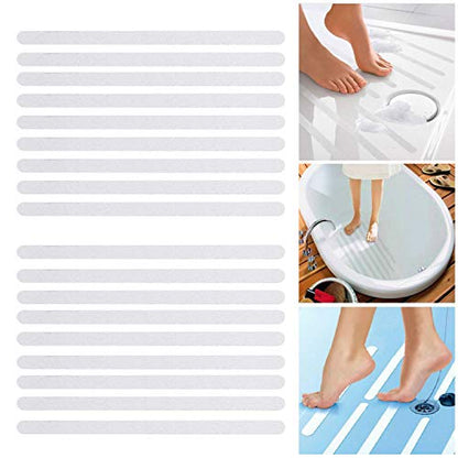 Non Slip Bath Stickers 18pcs, Safety Shower Treads Strips, Bathtub Anti-Slip Stickers, Anti Skid Tape for Shower,Tub, Steps 15Inch by 0.8Inch,Clear | Non Slip Bath Stickers, Safety Shower Treads Strips, Clear Anti Skid Tape for Shower Floor, Tub, Stairs,