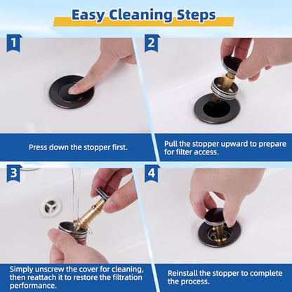 Hibbent Metal Bathroom Sink Drain & Stopper Fit with or Without Overflow | Universal Drain Stopper with Detachable Stainless Steel Strainer Basket for Lavatory Vanity Vessel Sink, Oil Rubbed Bronze - color: Oil-rubbed Bronze