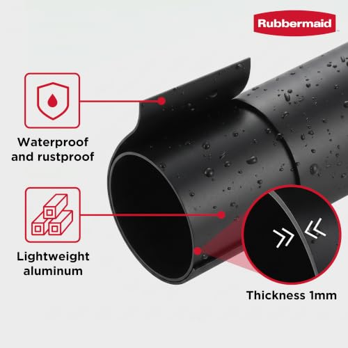 Rubbermaid Curved Shower Curtain Rod, No Drill, 50-72 Inches Adjustable Tension Shower Rod for Bathroom, Non-Slip, No Rust, Matte Black - color: Black