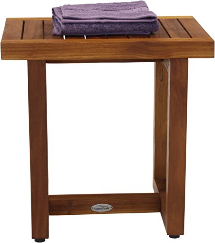 AquaTeak The Original 18" Spa Teak Shower Bench | Durable, Water-Resistant Teak, Shower Chair & Shaving Foot Rest, Indoor/Outdoor Use - size: A. Bench