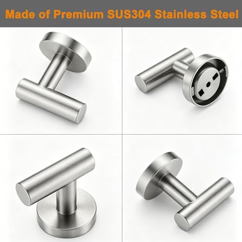 Nolimas Bathroom Towel Hooks, SUS 304 Stainless Steel Coat Hook Round Clothes Towel Coat Robe Hook Cabinet Closet Door Sponges Holder for Bath Kitchen Garage Hotel,Wall Mounted, Brushed Nickel, 4Pack - color: 4pcs Brushed Nickel