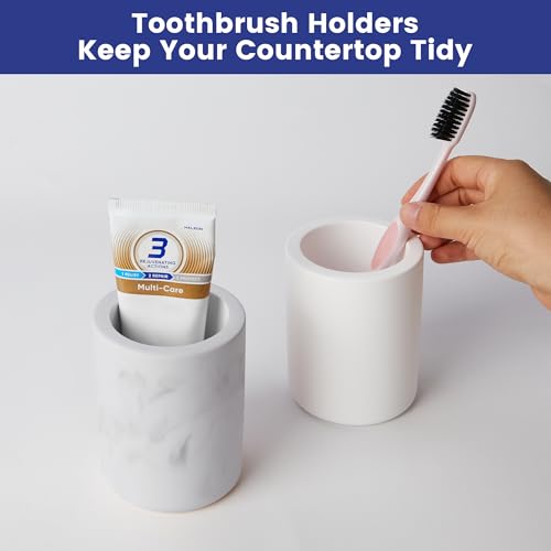 Drying Stone Toothbrush Holder, Diatomite Toothbrush Holders for Bathroom Counter, Quick Drying Electric Toothbrush and Toothpaste Holder Bathroom Organizer, Marble White - color: Marble White