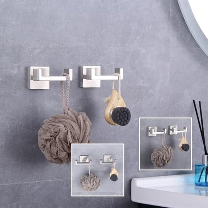GERZWY Brushed Stainless Steel Coat/Robe Clothes Hook for Bath Kitchen Modern Hotel Style, Bathroom Double Towel Hook Wall Mounted 2 Pack AG1417B-LS - color: Brushed