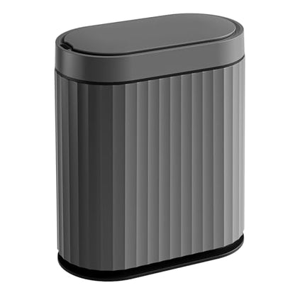 ELPHECO Bathroom Trash Can with Automatic Lid, 2 Gallon, Cement Grey Black | Motion Sensor Garbage Can, IPX5 Waterproof Slim Plastic Wastebasket, Smart Trash Bin for Bedroom, Bathroom and Office - color: Cement Grey Black