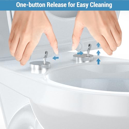 Soft Close Round Toilet Seat – Quick Release Hinges, Non-Slip Bumpers, Easy Clean, Stable Design – Fits Most American Standard Round Toilets – White Short (Round) Regular - size: Round