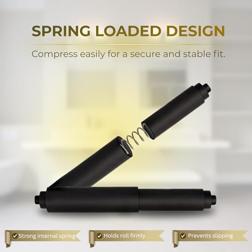 Black Toilet Paper Holder Spring Rod | Toilet Paper Roller Replacement | 6 Inch Toilet Paper Holder Replacement Rod | Durable Plastic Spindle – Fits All Standard Tissue Rolls