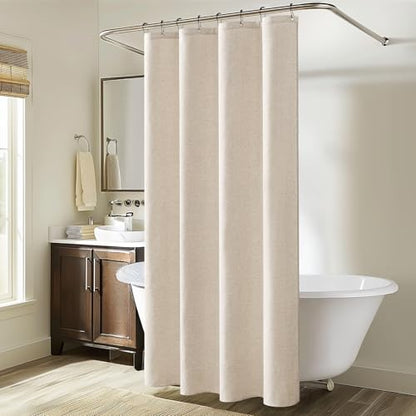 MIULEE Linen Fabric Shower Curtain Cream Beige W48*L72 8 Metal Hooks | Modern, Heavy Duty, Curtain Set, Waterproof Neutral Thick Cloth Shower Curtains, Bathroom Bathtub, Washable - color: Cream, size: 48"W x 72"L (Pack of 1)