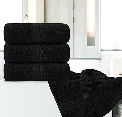 White Classic Luxury Black Bath Towels Extra Large | 100% Soft Cotton 700 GSM Thick 2Ply Absorbent Quick Dry Hotel Bathroom Towel | 27x54 Inch | Black | Set of 4 - color: 04: Black